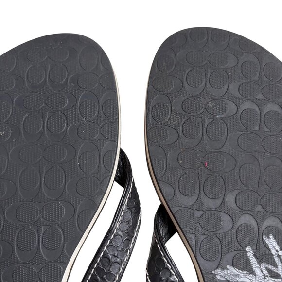 Coach Debbie Signature Embossed Flat Thong Flip-Flop Sandals (Black) - Size 9 - Picture 8 of 12
